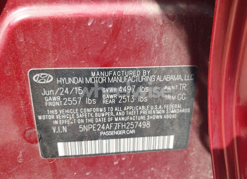 Photo 9 of 2015 Hyundai Sonata SE (VIN 5NPE24AF7FH257498)