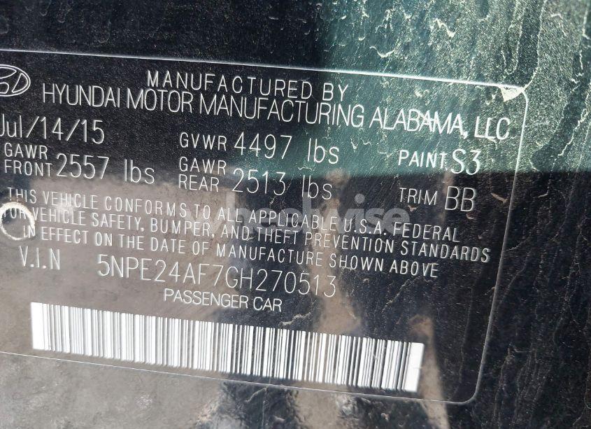 Photo 9 of 2016 Hyundai Sonata SE (VIN 5NPE24AF7GH270513)