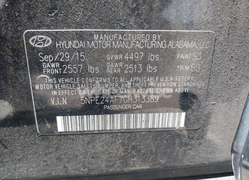 Photo 9 of 2016 Hyundai Sonata SE (VIN 5NPE24AF7GH313389)
