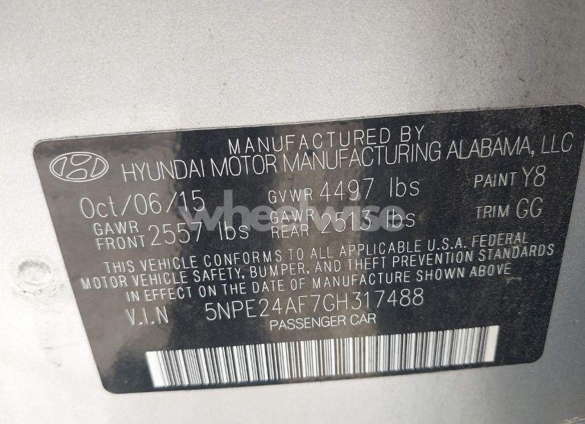 Photo 9 of 2016 Hyundai Sonata SE (VIN 5NPE24AF7GH317488)