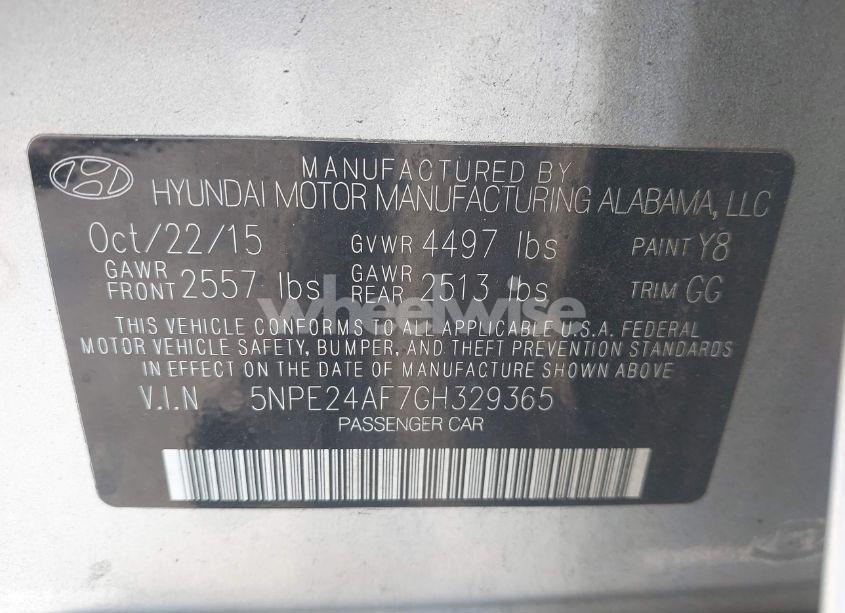 Photo 9 of 2016 Hyundai Sonata SE (VIN 5NPE24AF7GH329365)