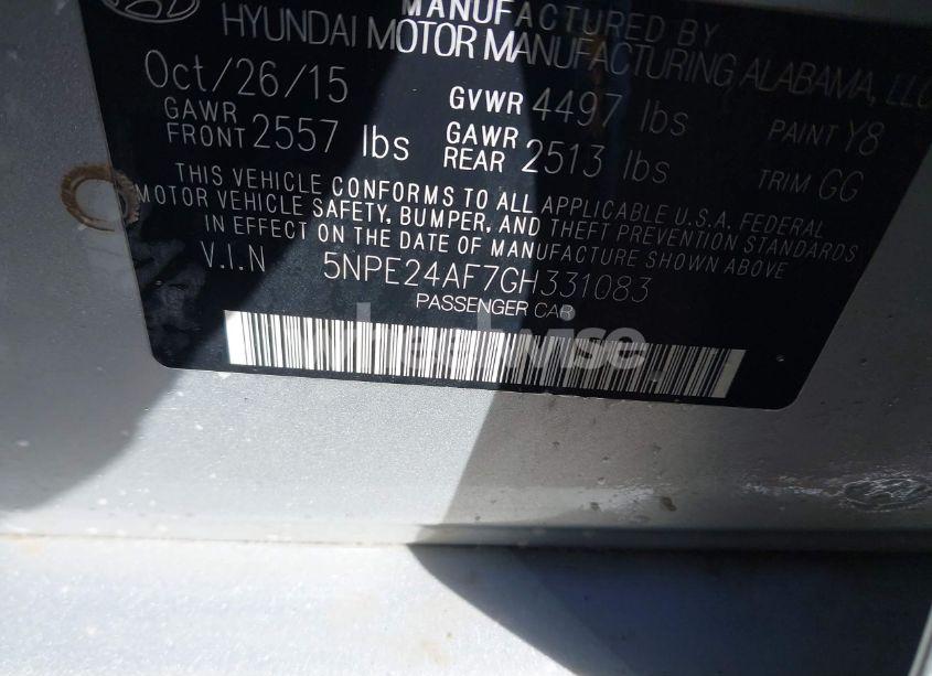 Photo 9 of 2016 Hyundai Sonata SE (VIN 5NPE24AF7GH331083)