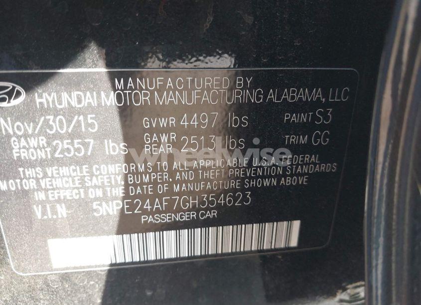 Photo 9 of 2016 Hyundai Sonata SE (VIN 5NPE24AF7GH354623)