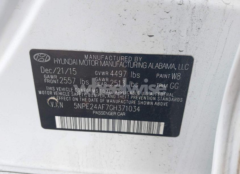 Photo 9 of 2016 Hyundai Sonata SE (VIN 5NPE24AF7GH371034)