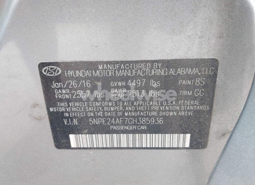 Photo 9 of 2016 Hyundai Sonata (VIN 5NPE24AF7GH385936)