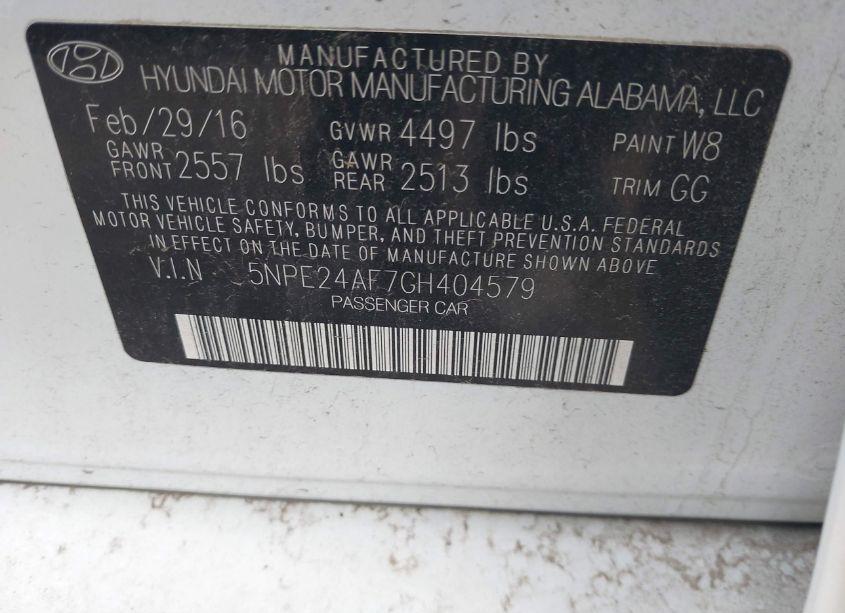 Photo 9 of 2016 Hyundai Sonata (VIN 5NPE24AF7GH404579)
