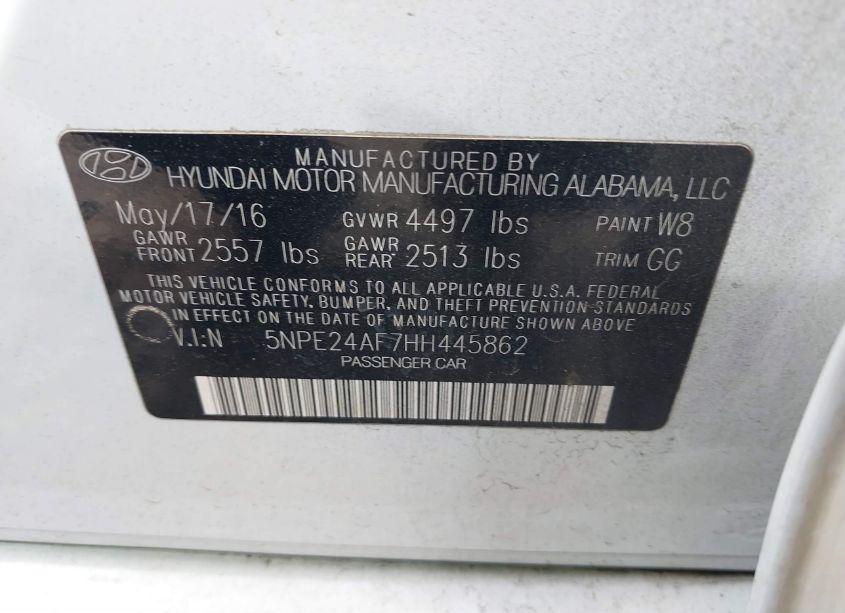 Photo 9 of 2017 Hyundai Sonata (VIN 5NPE24AF7HH445862)