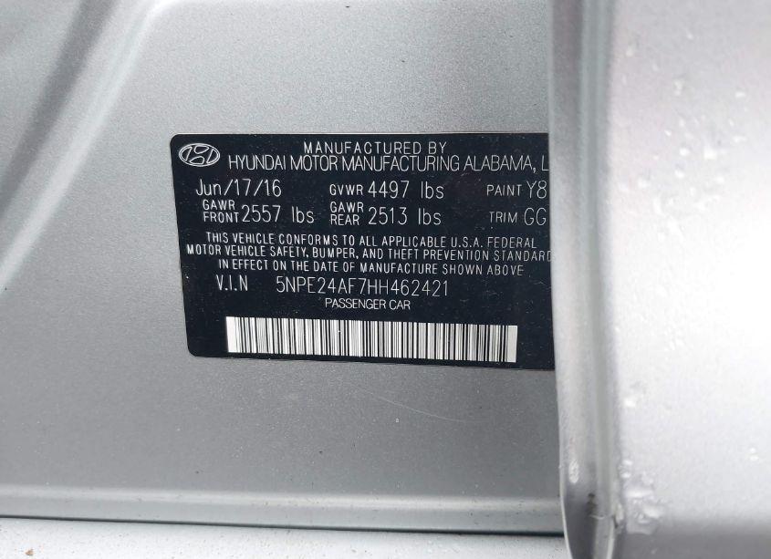 Photo 9 of 2017 Hyundai Sonata (VIN 5NPE24AF7HH462421)