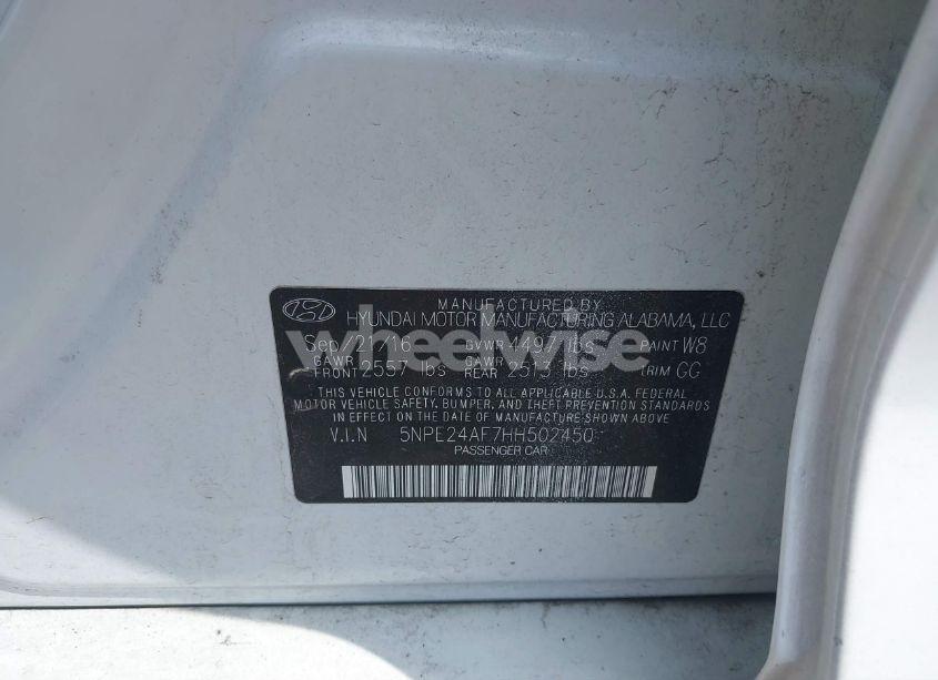 Photo 9 of 2017 Hyundai Sonata SE (VIN 5NPE24AF7HH502450)