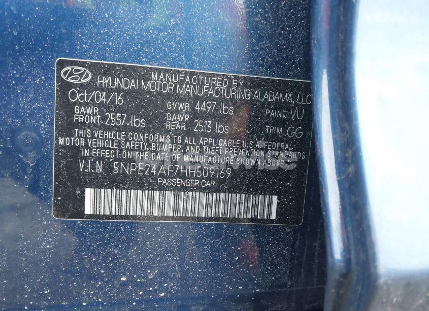 Photo 9 of 2017 Hyundai Sonata SE (VIN 5NPE24AF7HH509169)