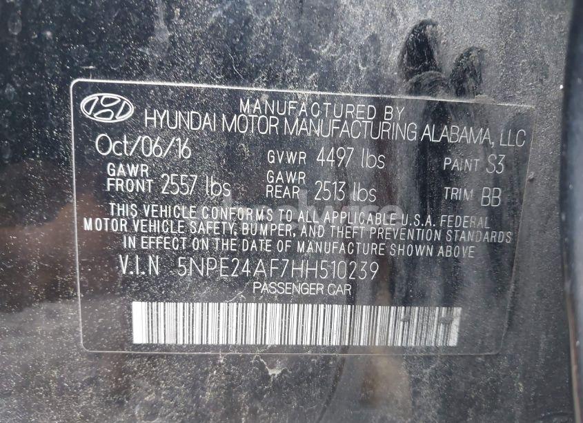 Photo 9 of 2017 Hyundai Sonata SE (VIN 5NPE24AF7HH510239)