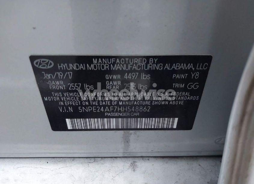 Photo 9 of 2017 Hyundai Sonata (VIN 5NPE24AF7HH548862)