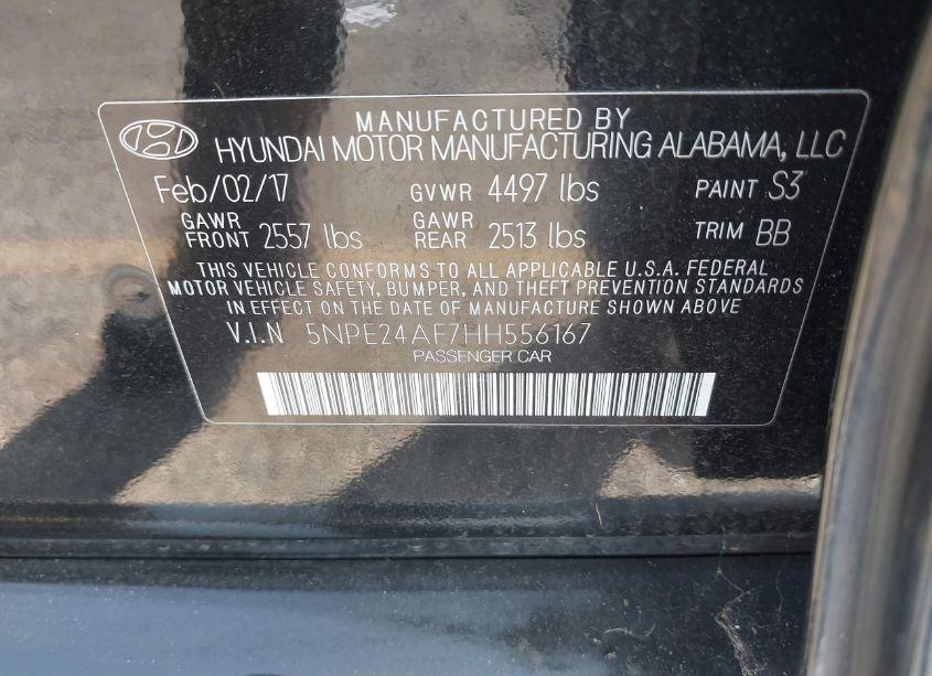 Photo 9 of 2017 Hyundai Sonata SE (VIN 5NPE24AF7HH556167)