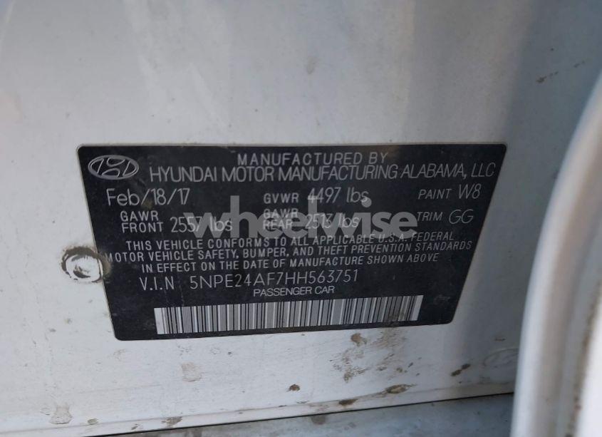 Photo 9 of 2017 Hyundai Sonata (VIN 5NPE24AF7HH563751)