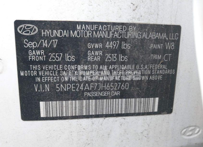 Photo 9 of 2018 Hyundai Sonata SE (VIN 5NPE24AF7JH652760)