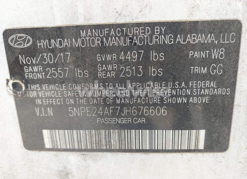 Photo 9 of 2018 Hyundai Sonata SE (VIN 5NPE24AF7JH676606)