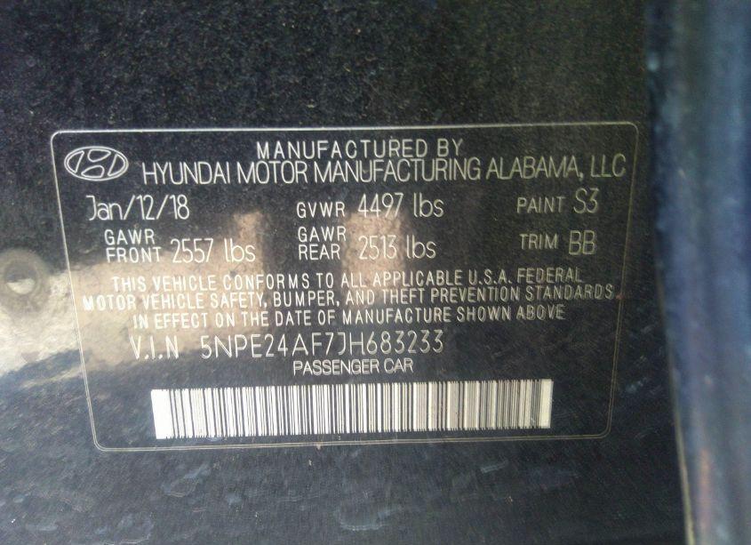 Photo 9 of 2018 Hyundai Sonata SE (VIN 5NPE24AF7JH683233)