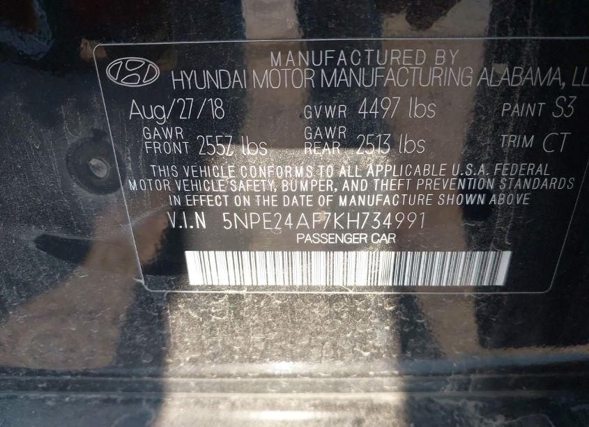 Photo 9 of 2019 Hyundai Sonata SE (VIN 5NPE24AF7KH734991)