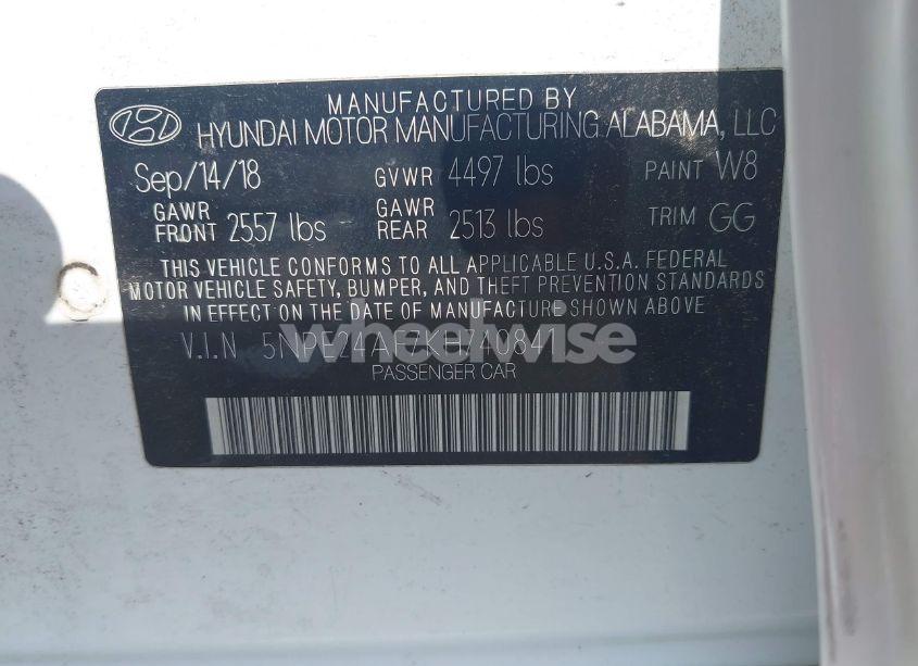 Photo 9 of 2019 Hyundai Sonata SE (VIN 5NPE24AF7KH740841)