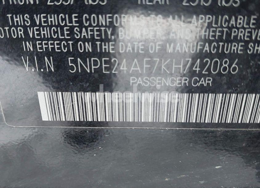 Photo 9 of 2019 Hyundai Sonata SE (VIN 5NPE24AF7KH742086)