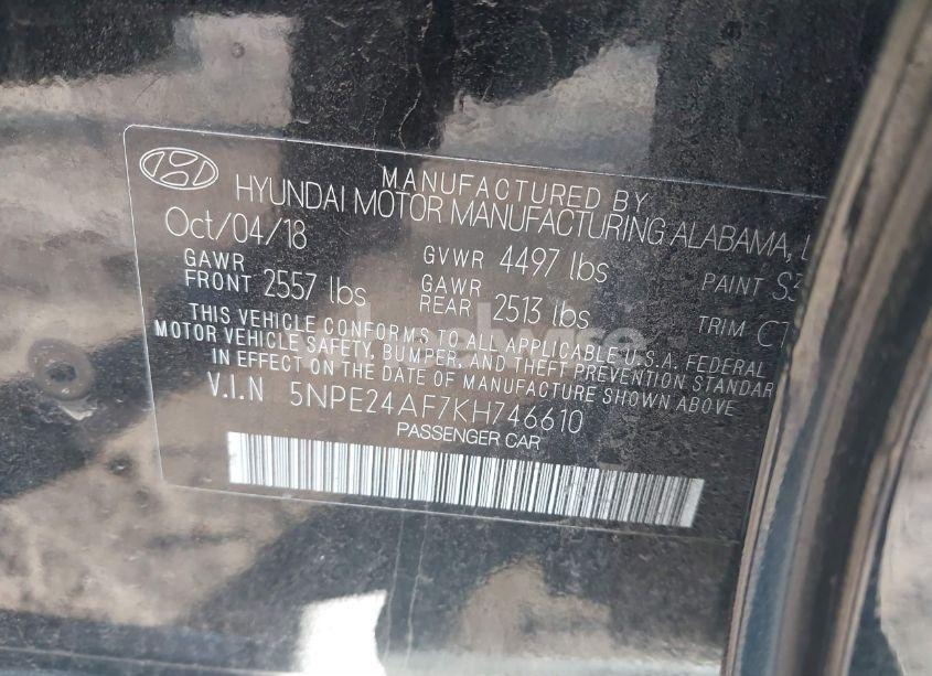 Photo 9 of 2019 Hyundai Sonata SE (VIN 5NPE24AF7KH746610)