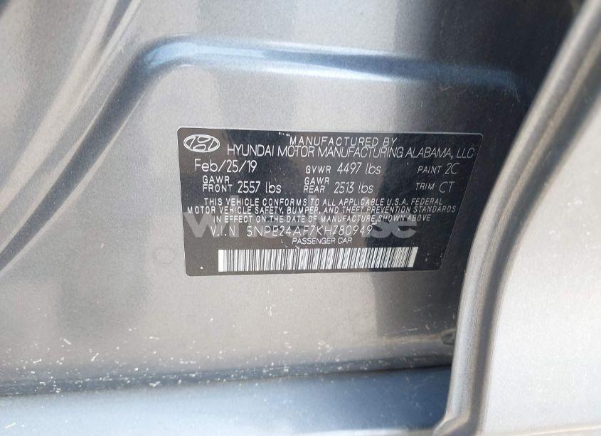 Photo 9 of 2019 Hyundai Sonata SE (VIN 5NPE24AF7KH780949)