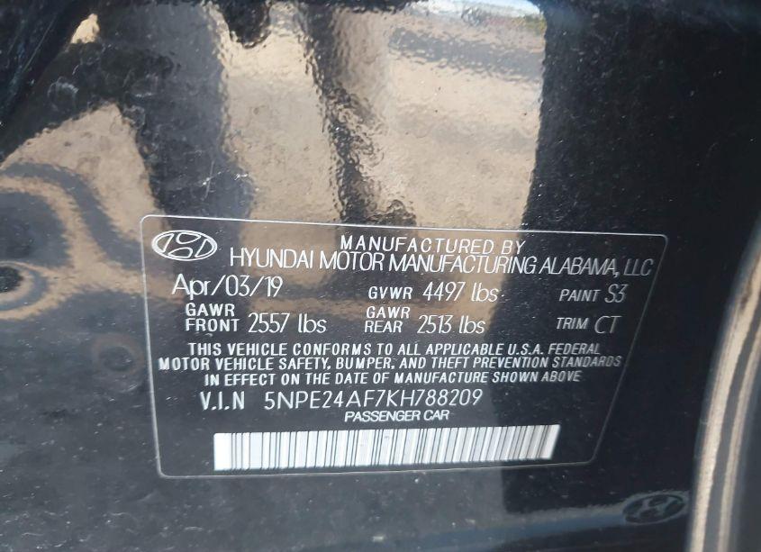 Photo 9 of 2019 Hyundai Sonata SE (VIN 5NPE24AF7KH788209)