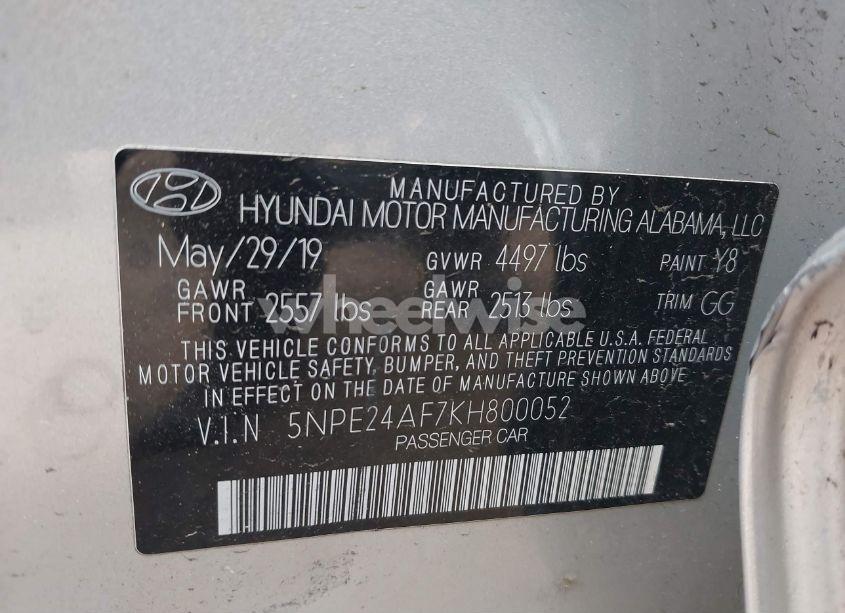 Photo 9 of 2019 Hyundai Sonata SE (VIN 5NPE24AF7KH800052)