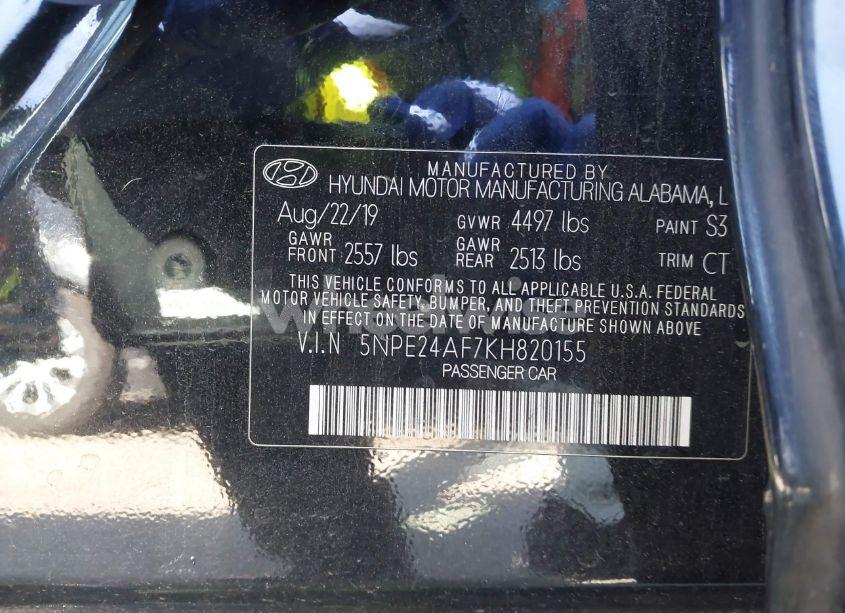 Photo 9 of 2019 Hyundai Sonata SE (VIN 5NPE24AF7KH820155)