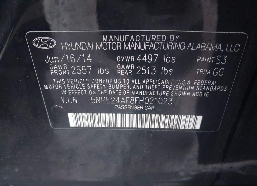 Photo 9 of 2015 Hyundai Sonata SE (VIN 5NPE24AF8FH021023)