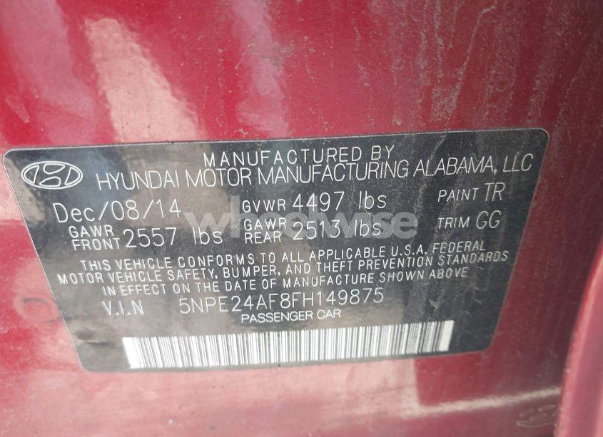 Photo 9 of 2015 Hyundai Sonata SE (VIN 5NPE24AF8FH149875)