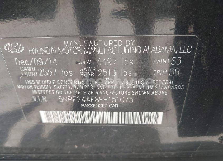 Photo 9 of 2015 Hyundai Sonata SE (VIN 5NPE24AF8FH151075)