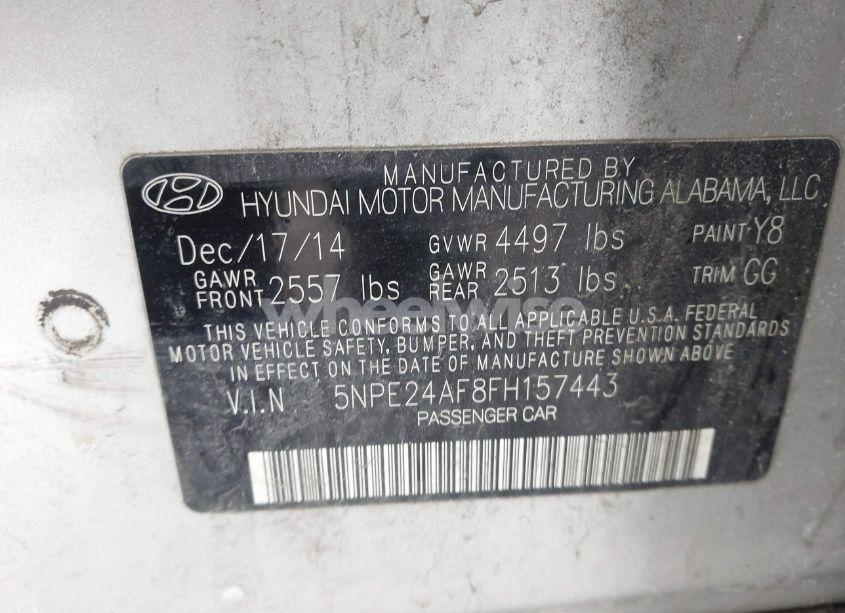 Photo 9 of 2015 Hyundai Sonata SE (VIN 5NPE24AF8FH157443)