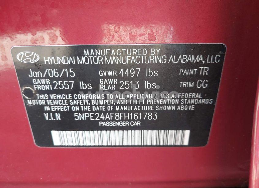 Photo 9 of 2015 Hyundai Sonata SE (VIN 5NPE24AF8FH161783)