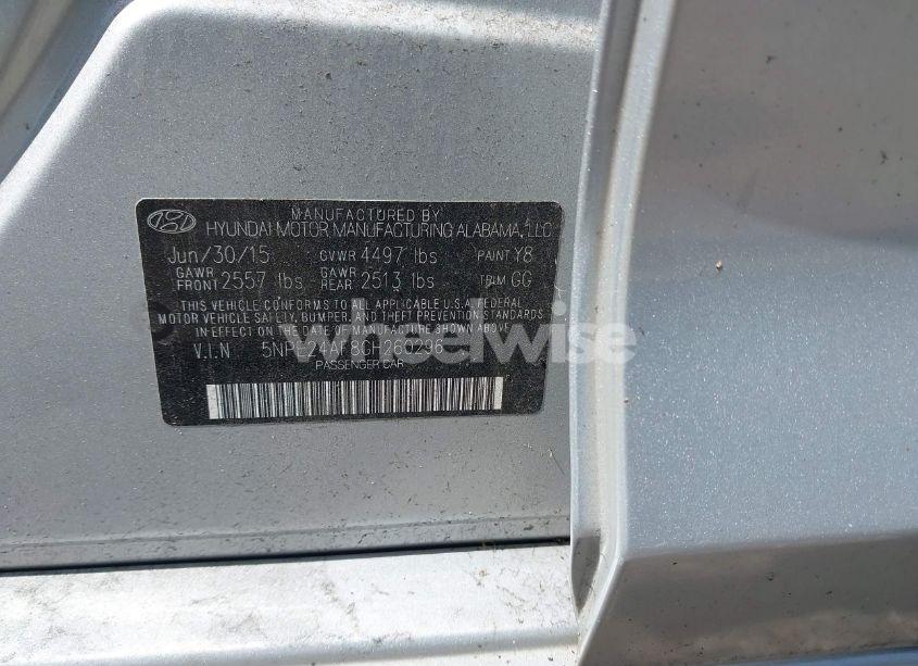 Photo 9 of 2016 Hyundai Sonata SE (VIN 5NPE24AF8GH260296)