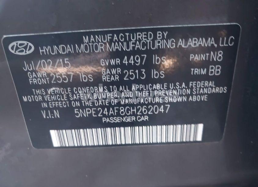 Photo 9 of 2016 Hyundai Sonata SE (VIN 5NPE24AF8GH262047)