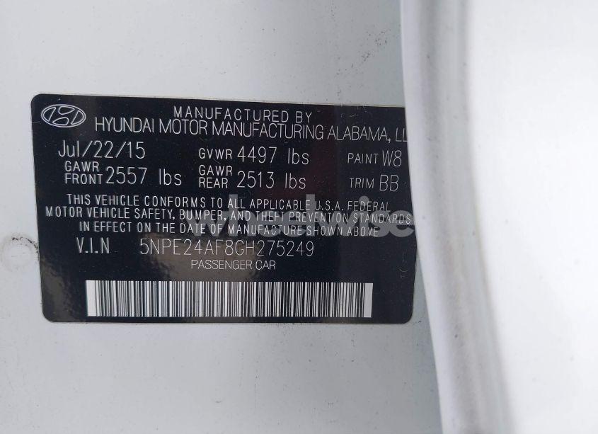 Photo 9 of 2016 Hyundai Sonata SE (VIN 5NPE24AF8GH275249)