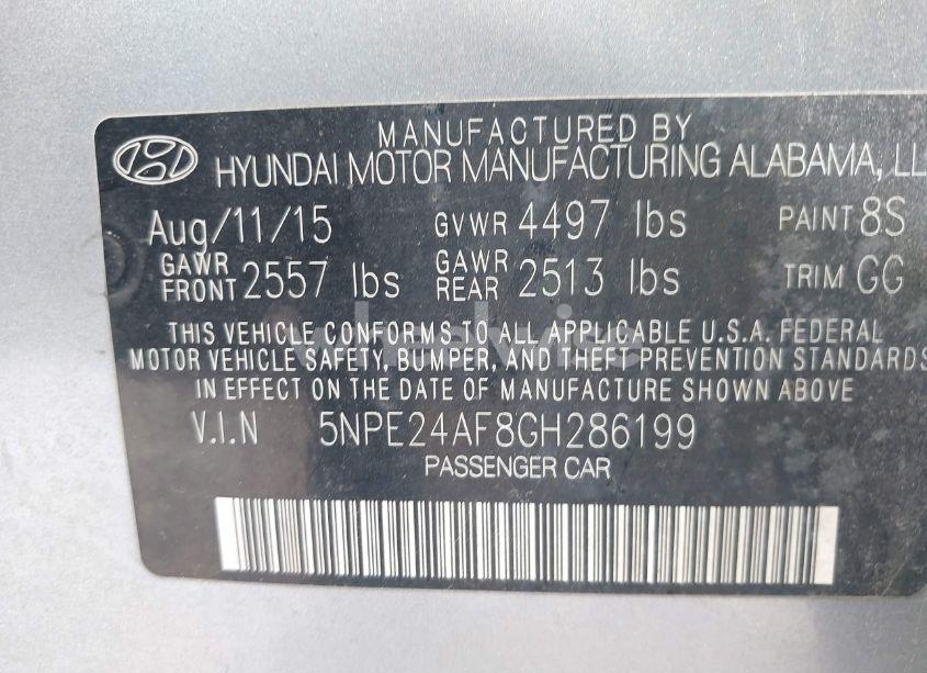Photo 9 of 2016 Hyundai Sonata SE (VIN 5NPE24AF8GH286199)