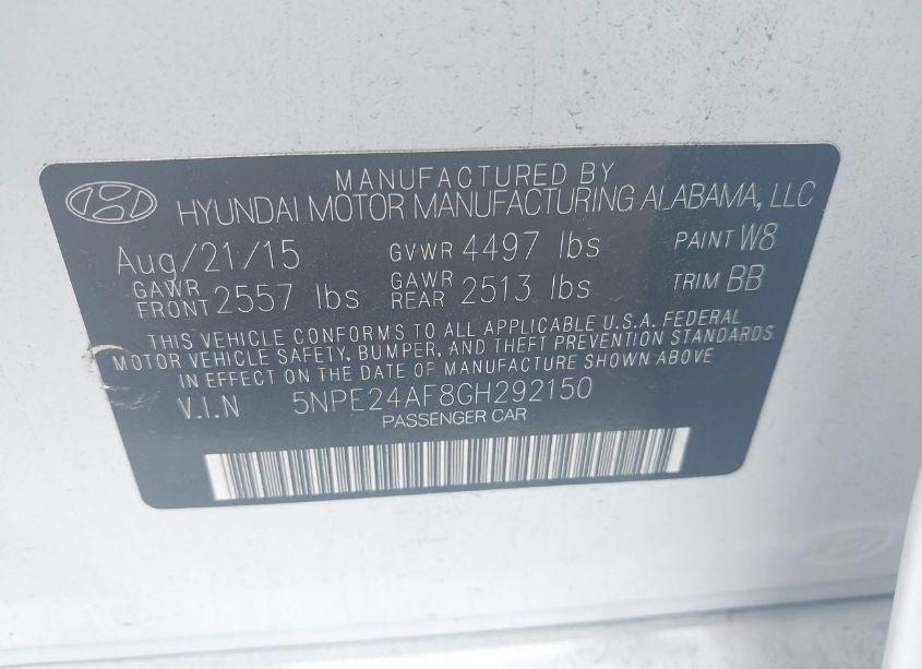 Photo 9 of 2016 Hyundai Sonata SE (VIN 5NPE24AF8GH292150)