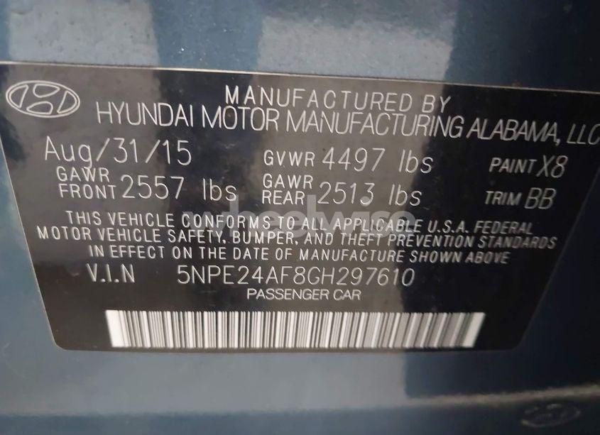 Photo 9 of 2016 Hyundai Sonata SE (VIN 5NPE24AF8GH297610)