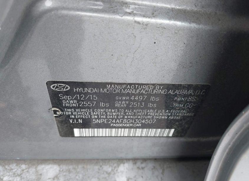 Photo 9 of 2016 Hyundai Sonata SE (VIN 5NPE24AF8GH304507)