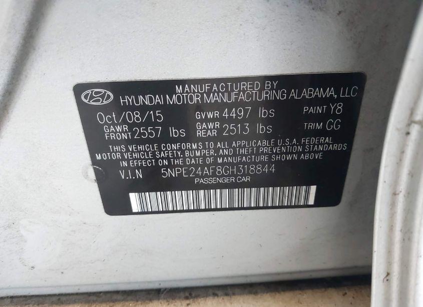 Photo 9 of 2016 Hyundai Sonata SE (VIN 5NPE24AF8GH318844)