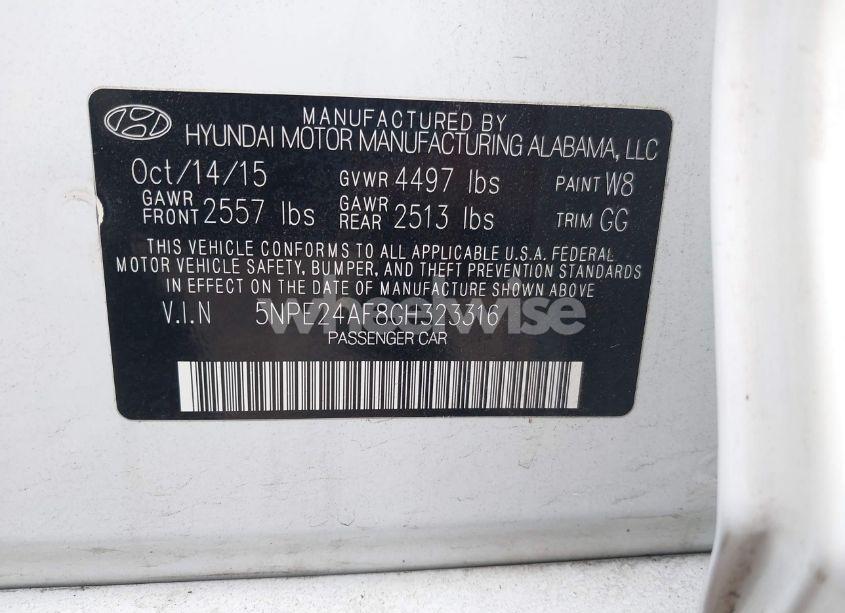 Photo 9 of 2016 Hyundai Sonata SE (VIN 5NPE24AF8GH323316)