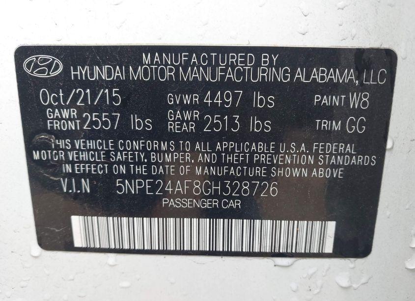 Photo 9 of 2016 Hyundai Sonata SE (VIN 5NPE24AF8GH328726)