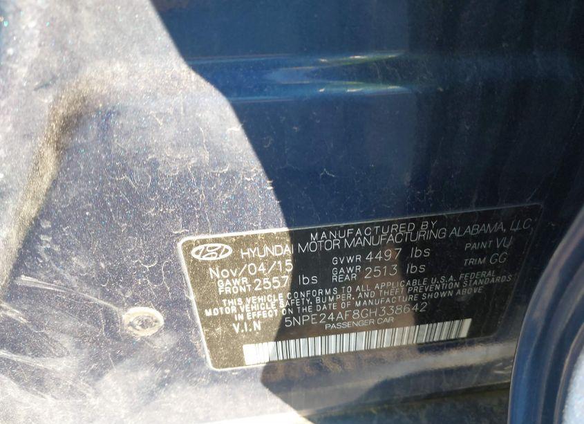 Photo 9 of 2016 Hyundai Sonata SE (VIN 5NPE24AF8GH338642)