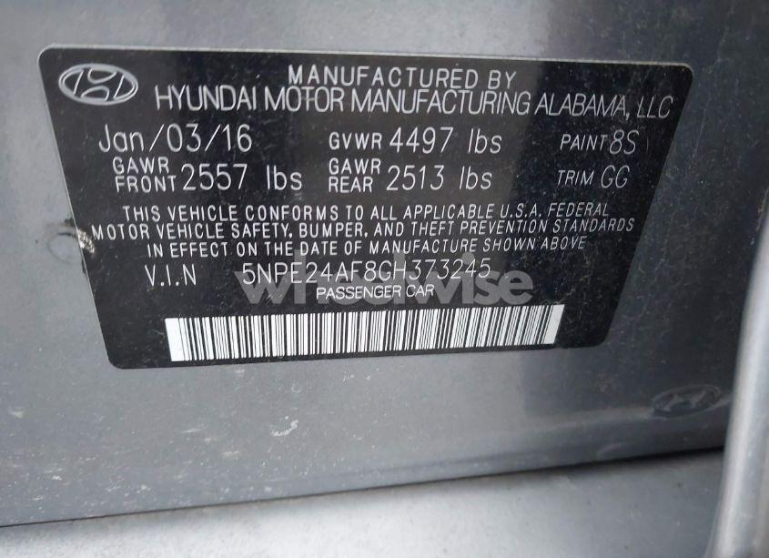 Photo 9 of 2016 Hyundai Sonata SE (VIN 5NPE24AF8GH373245)