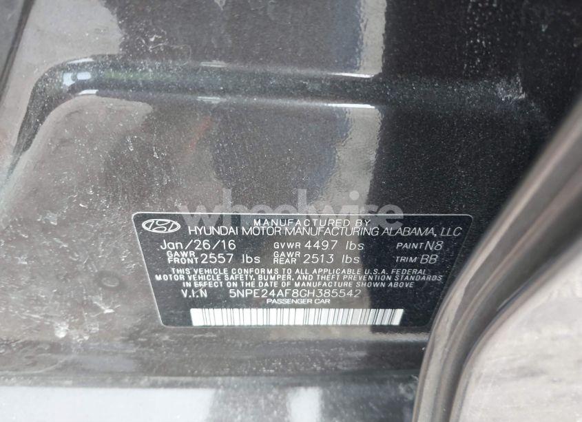 Photo 9 of 2016 Hyundai Sonata SE (VIN 5NPE24AF8GH385542)