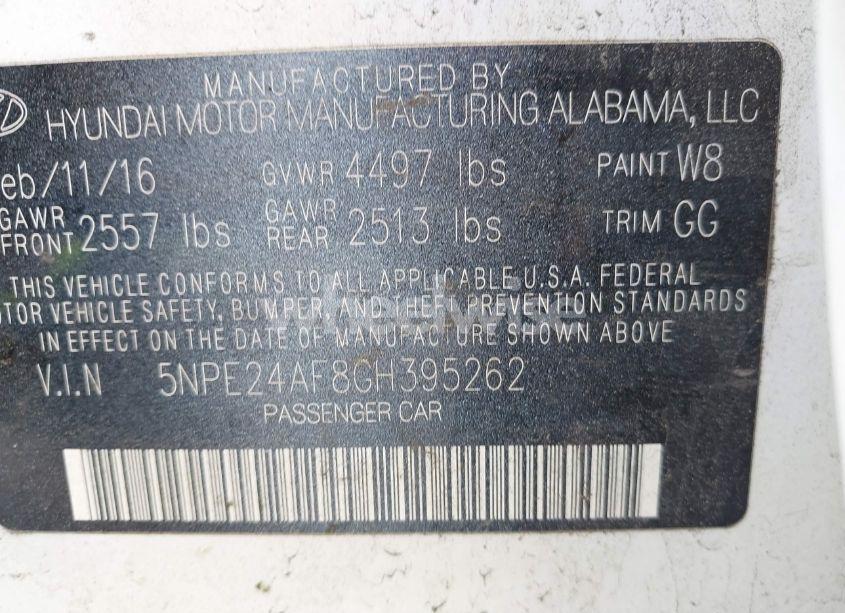 Photo 9 of 2016 Hyundai Sonata (VIN 5NPE24AF8GH395262)