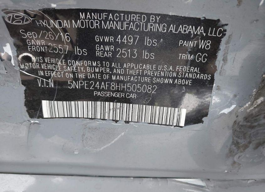 Photo 9 of 2017 Hyundai Sonata SE (VIN 5NPE24AF8HH505082)