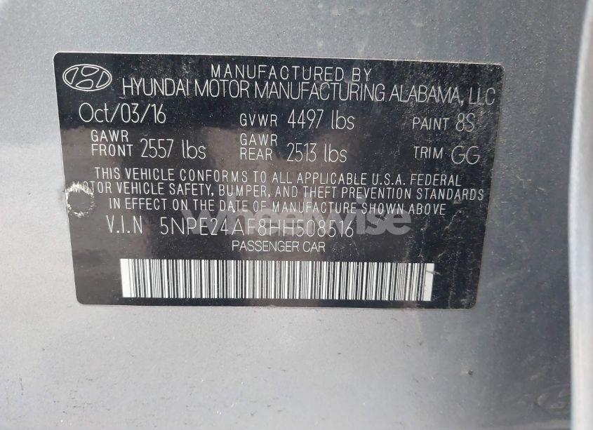 Photo 9 of 2017 Hyundai Sonata SE (VIN 5NPE24AF8HH508516)